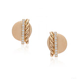 Diamond Braided and Bar Solid Circle Earring