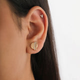 Diamond Braided and Bar Solid Circle Earring