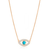 No Harm Evil Eye Turquoise Diamond Pendant