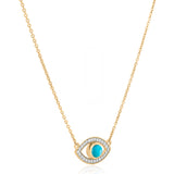 No Harm Evil Eye Turquoise Diamond Pendant