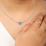 No Harm Evil Eye Turquoise Diamond Pendant