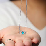 No Harm Evil Eye Turquoise Diamond Pendant