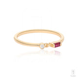 Ruby Baguette Ring|14k Gold, Diamond