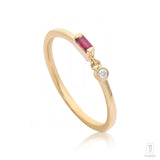 Ruby Baguette Ring|14k Gold, Diamond