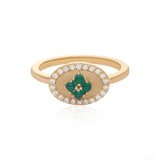 Eraya Balance Signet Ring In Green Onyx