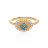 Eraya Balance Signet Ring In London Blue Topaz