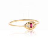 14K Gold Ruby Eye Band Ring