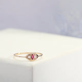 14K Gold Ruby Eye Band Ring