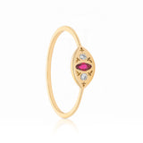 14K Gold Ruby Eye Band Ring