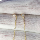 Bezel Diamond Thread Earrings