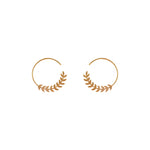Leaf Hoop Earrings|14k Gold