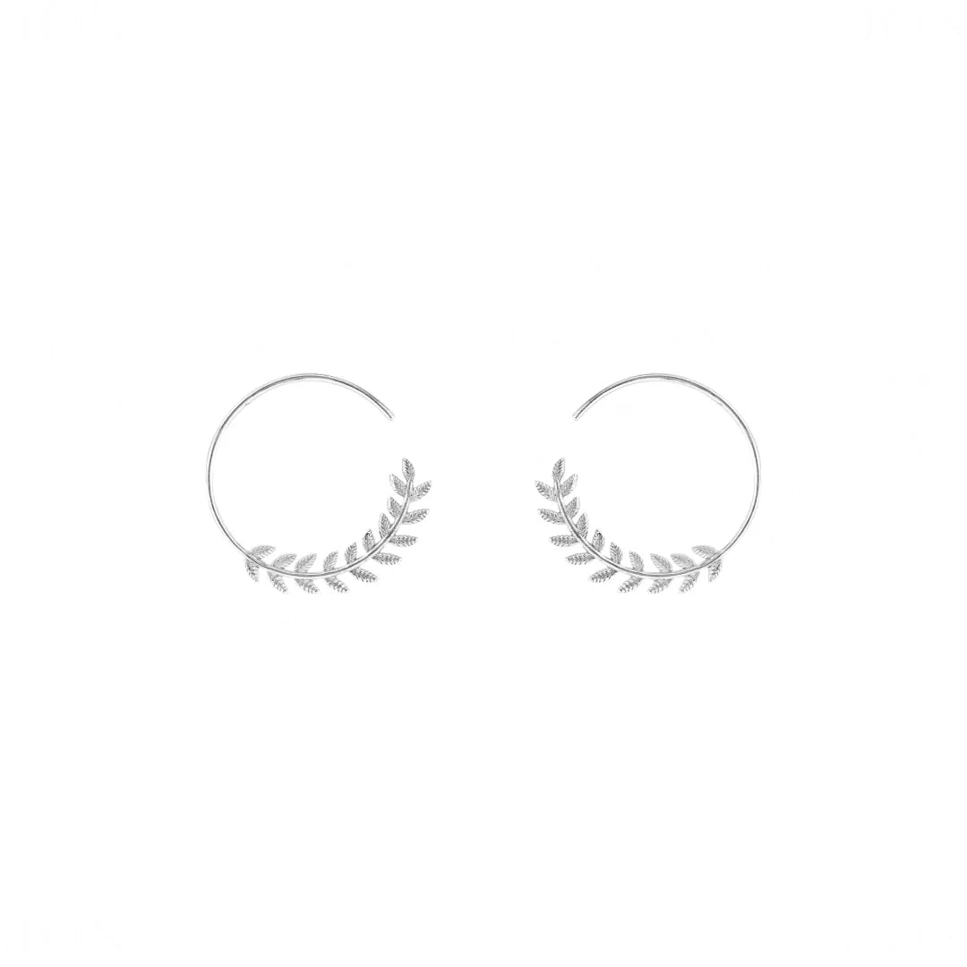 Leaf Hoop Earrings|14k Gold