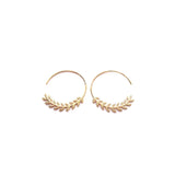 Leaf Hoop Earrings|14k Gold