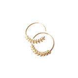 Leaf Hoop Earrings|14k Gold