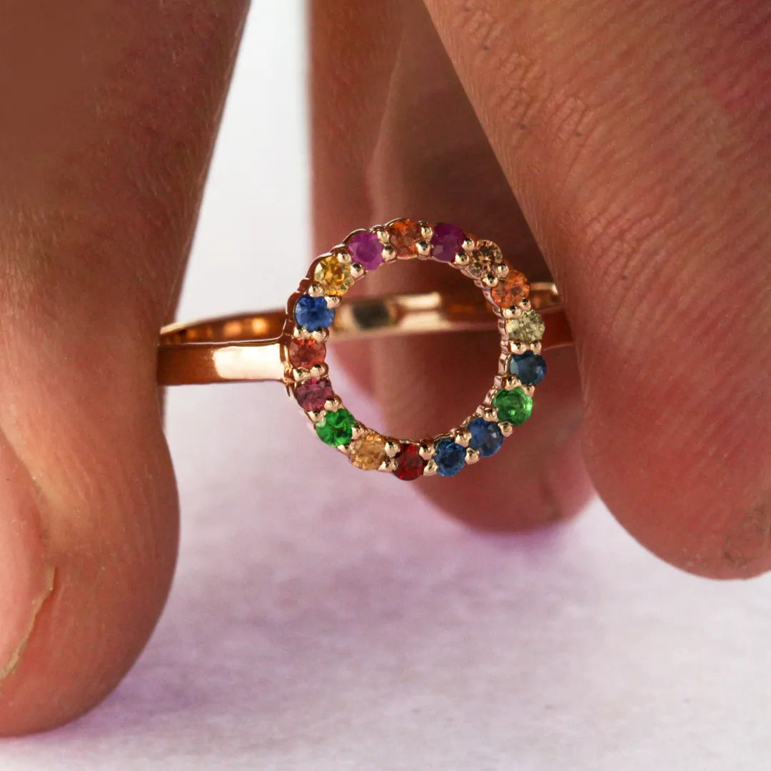 Multi Sapphire Rainbow Ring