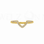 14K Yellow Gold 0.12 Ct. Genuine Diamond Chevron Design Ring -5 US