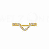 14K Yellow Gold 0.12 Ct. Genuine Diamond Chevron Design Ring -5 US