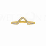 14K Yellow Gold 0.12 Ct. Genuine Diamond Chevron Design Ring -5 US