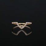 14K Yellow Gold 0.12 Ct. Genuine Diamond Chevron Design Ring -5 US