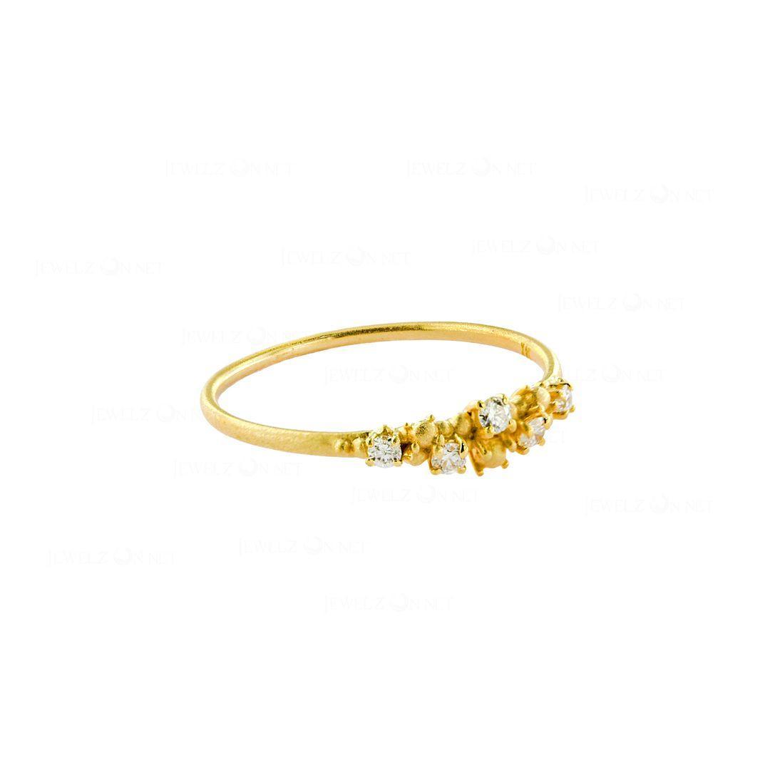 14K Yellow Gold 0.12 Ct. Genuine Diamond Golden Granules Ring Size-6.5 US
