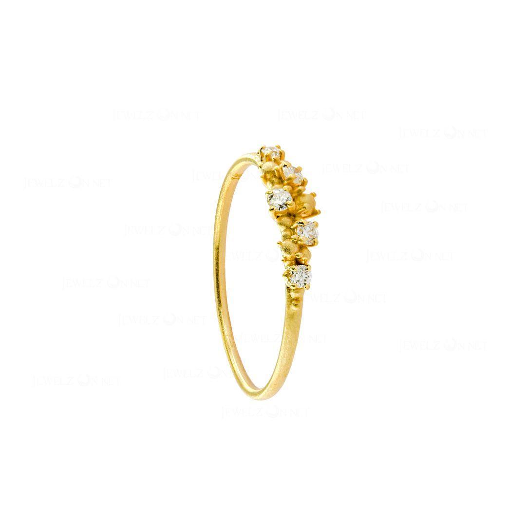 14K Yellow Gold 0.12 Ct. Genuine Diamond Golden Granules Ring Size-6.5 US