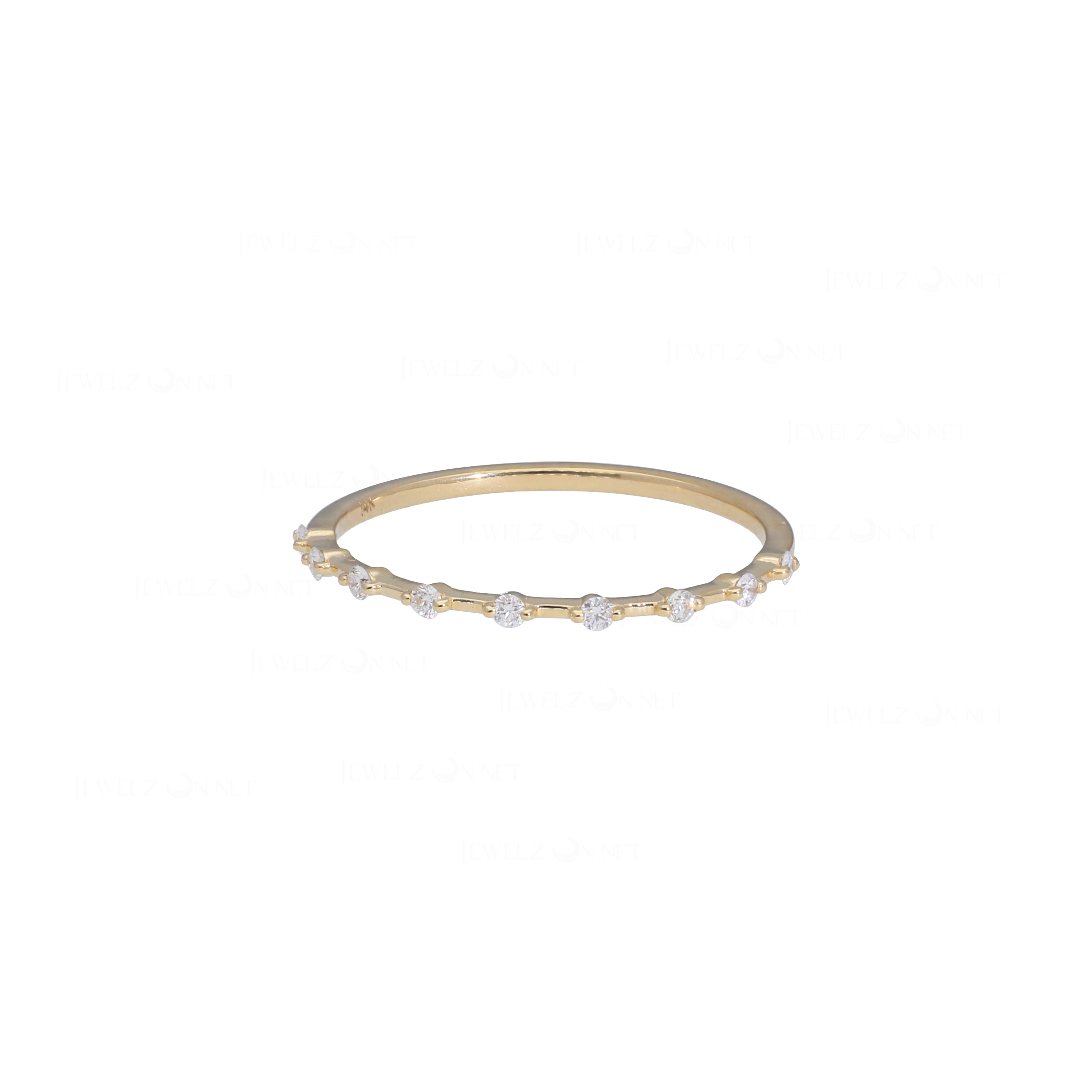 Solid 14k Yellow Gold Diamond Minimalist Thin Band Ring Fine Handmade Jewelry - The Jewelz 