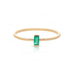 Minimalist Emerald Gemstone Ring Solid 14k Yellow Gold Fine Jewelry Size 3 to 8 - The Jewelz 