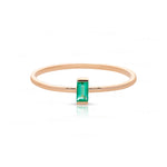 Minimalist Emerald Gemstone Ring Solid 14k Yellow Gold Fine Jewelry Size 3 to 8 - The Jewelz 