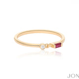 Ruby Baguette Ring|14k Gold, Diamond - The Jewelz 