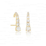 14K Gold 1.30 Ct. Genuine VS Clarity Diamond Suspender Wedding Studs Earrings